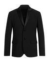 DONDUP DONDUP MAN BLAZER BLACK SIZE 38 POLYESTER, VIRGIN WOOL, ELASTANE