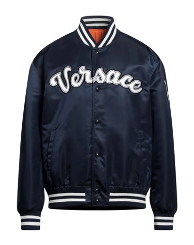 VERSACE VERSACE MAN JACKET MIDNIGHT BLUE SIZE 40 POLYAMIDE, VISCOSE, COTTON, ELASTANE