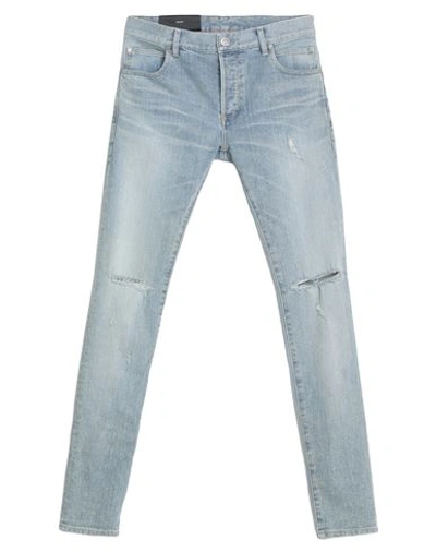Balmain Knee Pad Denim Pants In Blue Jean Clair