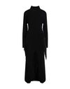 Mixik Woman Midi Dress Black Size M Cashmere, Soft Leather In Black