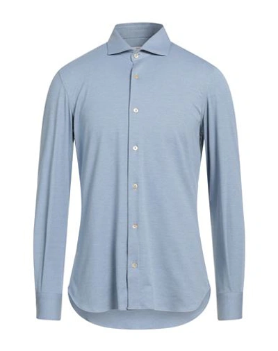 Boglioli Man Shirt Light Blue Size 15 ¾ Cotton, Polyester, Elastane