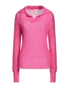 120% Lino Woman Sweater Fuchsia Size S Cashmere, Mohair Wool, Wool, Polyamide In Pink