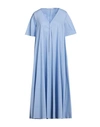 Maison Laviniaturra Woman Midi Dress Light Blue Size 6 Cotton, Polyamide, Elastane