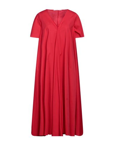 Maison Laviniaturra Woman Midi Dress Red Size 6 Cotton, Polyamide, Elastane