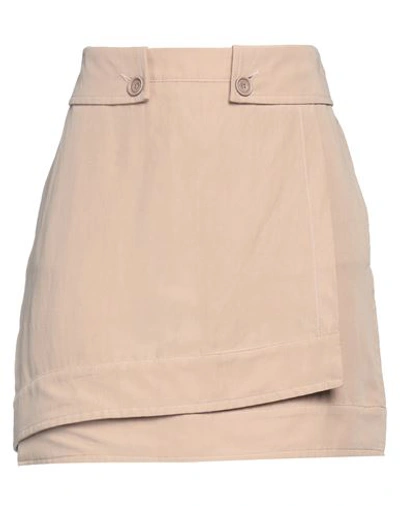Manila Grace Woman Mini Skirt Beige Size 10 Lyocell, Cotton