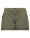 Mr & Mrs Italy Woman Shorts & Bermuda Shorts Military Green Size M Cotton, Elastane