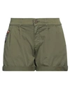 Mr & Mrs Italy Woman Shorts & Bermuda Shorts Military Green Size S Cotton, Elastane In Green