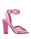 Tom Ford Woman Sandals Fuchsia Size 9 Viscose, Silk, Brass, Soft Leather In Pink