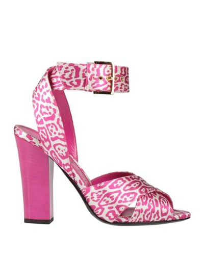 Tom Ford Woman Sandals Fuchsia Size 9 Viscose, Silk, Brass, Soft Leather In Pink