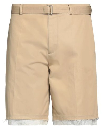 Lanvin Contrast-trim Cotton Bermuda Shorts In Beige