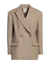 Sandro Woman Blazer Sand Size 10 Polyester, Wool, Elastane In Beige