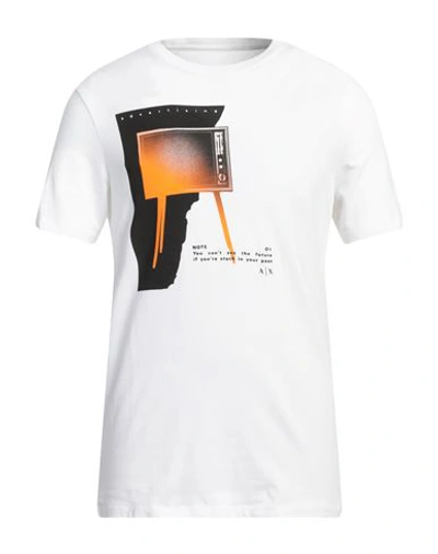 Armani Exchange Man T-shirt White Size Xs Cotton, Elastane In White