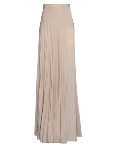Elisabetta Franchi Woman Maxi Skirt Beige Size 6 Viscose, Polyester, Polyamide, Elastane