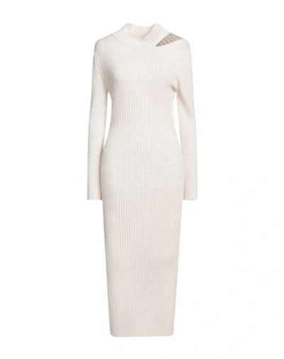 Kaos Woman Midi Dress Ivory Size M Acrylic, Polyester In White