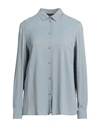 Emporio Armani Woman Shirt Pastel Blue Size 10 Acetate, Silk, Elastane In Blue