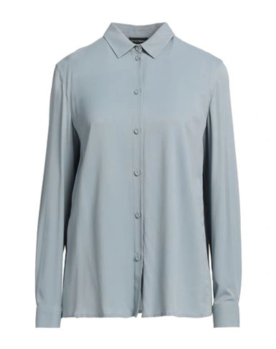 Emporio Armani Woman Shirt Pastel Blue Size 14 Acetate, Silk, Elastane