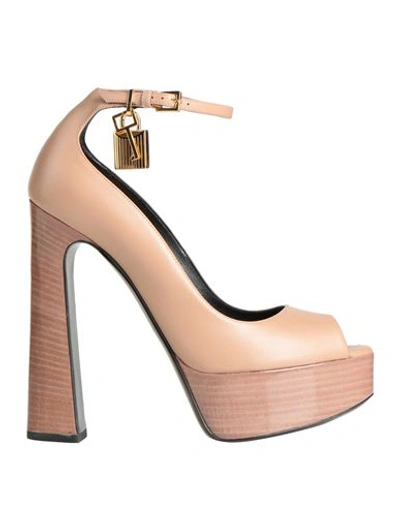 Tom Ford Woman Pumps Light Brown Size 10 Calfskin In Pink