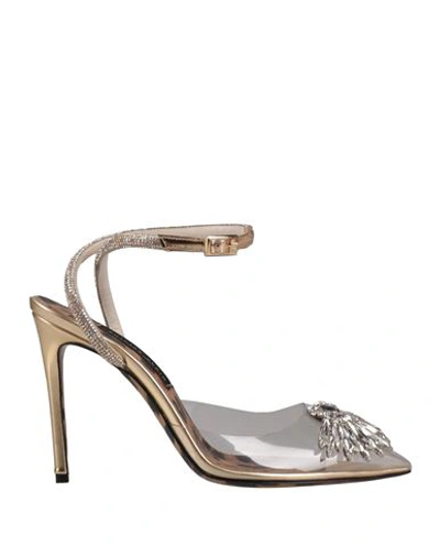 Philipp Plein Woman Pumps Gold Size 7 Textile Fibers, Plastic