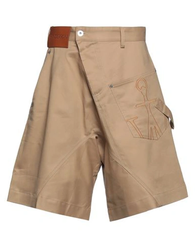 Jw Anderson Man Shorts & Bermuda Shorts Sand Size 32 Cotton In Beige