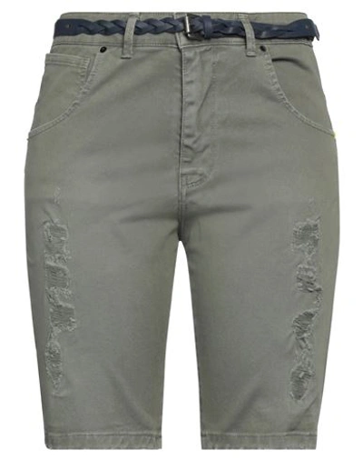 Displaj Woman Shorts & Bermuda Shorts Military Green Size 8 Cotton, Elastane