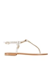 Emanuela Caruso Capri Woman Toe Strap Sandals Off White Size 7.5 Textile Fibers