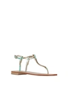 Emanuela Caruso Capri Woman Toe Strap Sandals Light Green Size 10 Textile Fibers