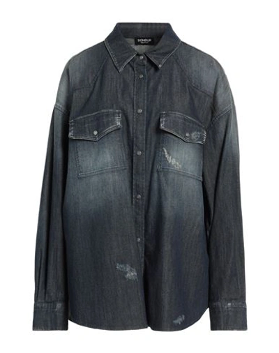 Dondup Woman Denim Shirt Blue Size 8 Cotton, Elastane