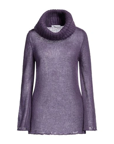 Aglini Woman Turtleneck Dark Purple Size 6 Mohair Wool, Polyamide, Wool, Textile Fibers