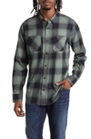 Travismathew Cloud Plaid Flannel Button-up Shirt In Black/ Laurel