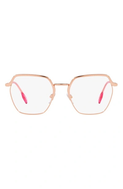 Burberry Angelica 52mm Irregular Optical Glasses In Rose Gold