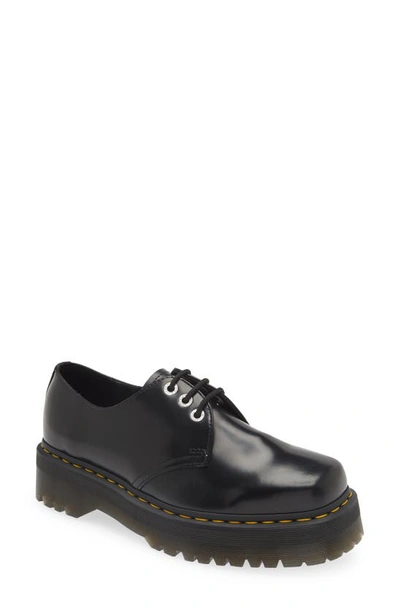 Dr. Martens 1461 Quad Squared Oxford Shoes In Black Polished Smooth