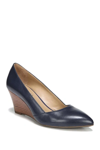 Franco Sarto Frankie Leather Wedge Pump In Midnight Navy Leather