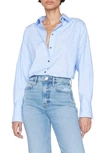 Frame Rhinestone Oversize Organic Cotton Button-up Shirt In Chambray
