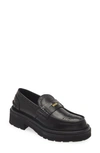 Sacai Brogue Platform Penny Loafer In Black