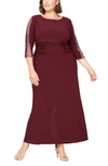 Sl Fashions Embellished Sleeve Gown In Fig