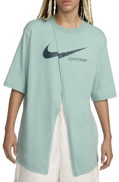 Nike Women's  Sportswear Collection Oversized Slit Short-sleeve Top In Green