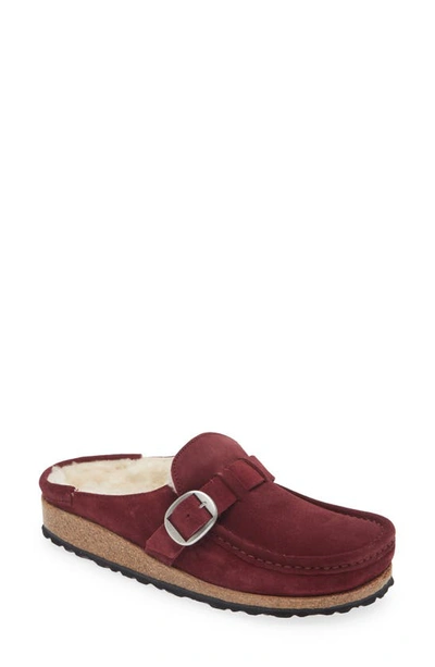 Birkenstock Unisex Buckley Shearling Clogs In Maroon In Red