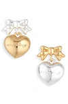 Sandy Liang Ballerina Mismatched Drop Earrings In Gold/ Silver