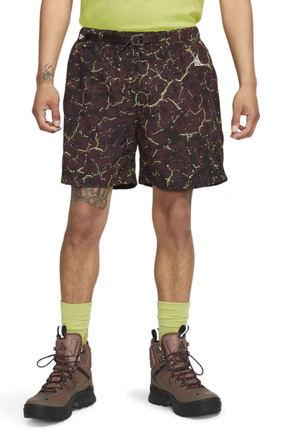 Nike Acg Print Water Repellent Nylon Trail Shorts In Brown