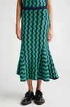 Wales Bonner Ocean Crochet-knit Midi Skirt In Green And Navy