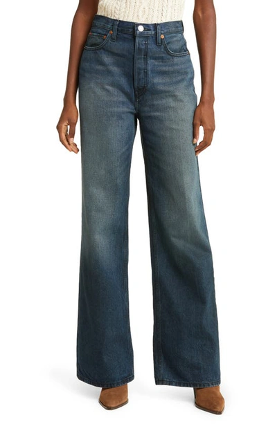 Re/done 70s Ultra Wide Leg Jeans In Midnight