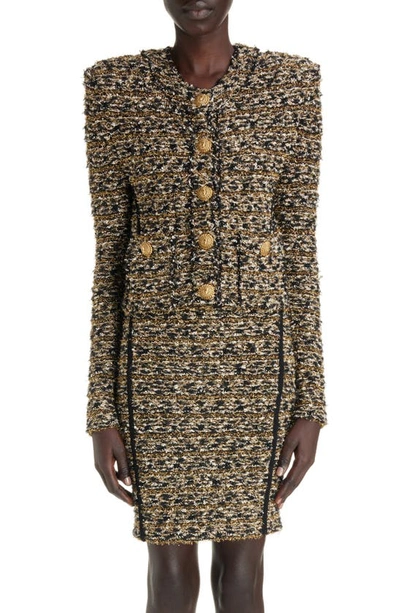 Balmain Lurex Tweed Jacket Jackets Multicolor In Gold