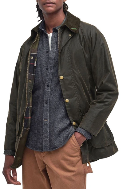 Barbour Waxed Beaufort Jacket In Green