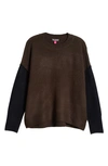 Vince Camuto Colorblock Sweater In Chocolate