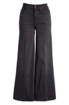 Frame Le Palazzo Cropped Raw Hem Jeans In Black