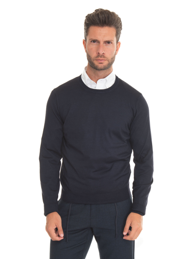Canali Round-necked Pullover In Blue
