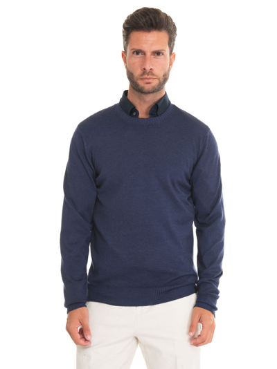 Fay Round-necked Pullover In Blue