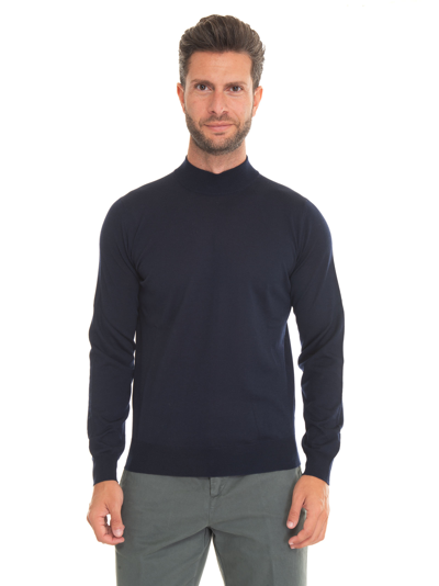 Hindustrie Mock Turtleneck Collar Pullover In Blue