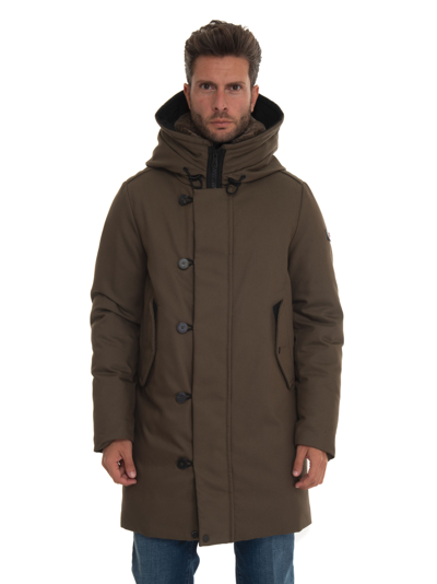Peuterey Hooded Feather Down Parka In Green