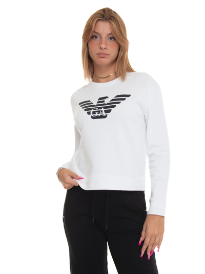 Emporio Armani Logo-print Cotton Sweatshirt In White